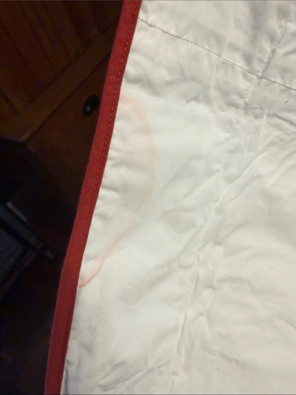 Matouk White Duvet Cover with Red Stripe Detailing